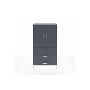 Arges Dolap Tek Raflı 3 Çekmeceli Tek Askılı 88x30x163 Aytaşı-antrasit