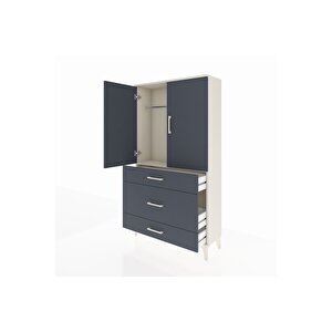 Arges Dolap Tek Raflı 3 Çekmeceli Tek Askılı 88x30x163 Aytaşı-antrasit