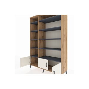 Hyperion Dolap 10 Raflı 3 Kapaklı 132x44x195 Çam-aytaşı/antrasit