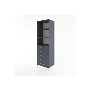 Hyperion Dolap 3 Raflı 5 Çekmeceli 60x44x195 Antrasit-antrasit