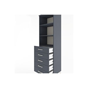 Hyperion Dolap 3 Raflı 5 Çekmeceli 60x44x195 Antrasit-antrasit