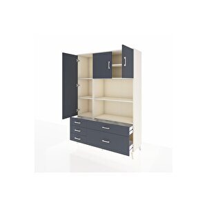 Hyperion Gardrop 7 Raflı 5 Çekmeceli 3 Kapaklı 132x44x195 Aytaşı-antrasit