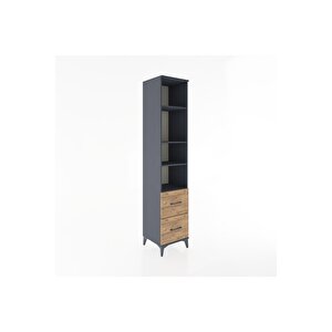 Hyperion Dolap 4 Raflı 2 Çekmeceli 44x44x221 Antrasit-çam