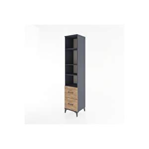 Hyperion Dolap 4 Raflı 2 Çekmeceli 44x44x221 Antrasit-çam