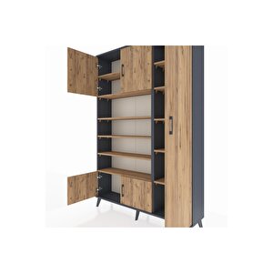 Arges Gardrop 11 Raflı 5 Kapaklı 132x30x195 Antrasit-çam