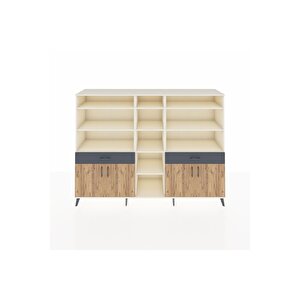 Hyperion Dolap 12 Raflı 2 Çekmeceli 4 Kapaklı 220x44x163 Aytaşı-çam/antrasit