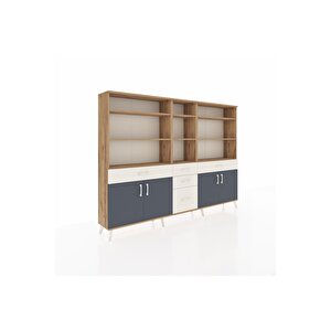 Arges Dolap 11 Raflı 5 Çekmeceli 4 Kapaklı 220x30x163 Çam-antrasit/aytaşı