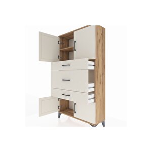 Arges Dolap 2 Raflı 3 Çekmeceli 4 Kapaklı 88x30x163 Çam-aytaşı