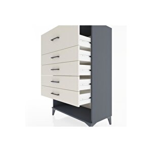 Hyperion Dolap 5 Çekmeceli 88x44x134 Antrasit-aytaşı