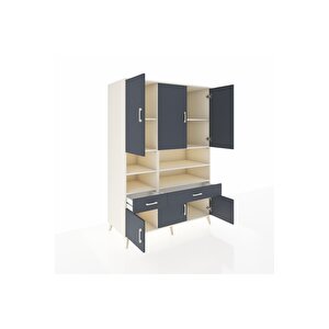 Kronos Dolap 8 Raflı 2 Çekmeceli 6 Kapaklı 132x59x195 Aytaşı-antrasit/antrasit