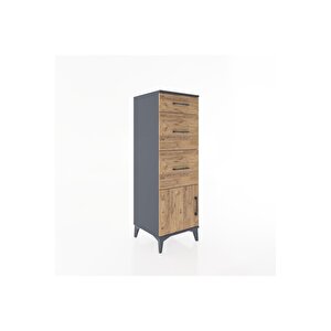 Hyperion Dolap 3 Çekmeceli Tek Kapaklı 44x44x134 Antrasit-çam