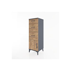 Hyperion Dolap 3 Çekmeceli Tek Kapaklı 44x44x134 Antrasit-çam