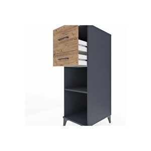 Kronos Dolap Tek Raflı 2 Çekmeceli 44x59x134 Antrasit-çam