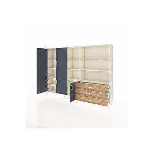 Arges Dolap 11 Raflı 3 Çekmeceli 5 Kapaklı 220x30x163 Aytaşı-antrasit/çam