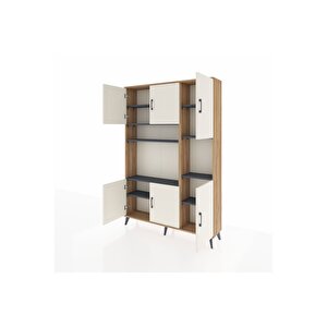 Arges Dolap 9 Raflı 6 Kapaklı 132x30x195 Çam-aytaşı/antrasit