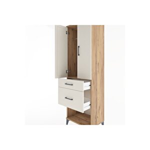 Hyperion Dolap Tek Raflı 2 Çekmeceli Tek Askılı 60x44x195 Çam-aytaşı