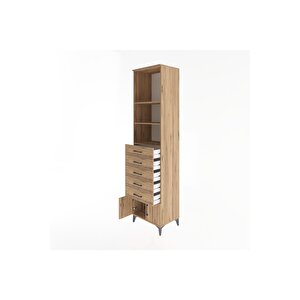 Hyperion Dolap 3 Raflı 5 Çekmeceli 2 Kapaklı 60x44x243 Çam-çam