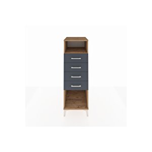 Kronos Dolap Tek Raflı 4 Çekmeceli 44x59x134 Çam-antrasit