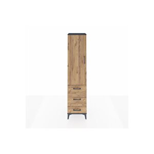 Hyperion Dolap 4 Raflı 3 Çekmeceli Tek Kapaklı 44x44x195 Antrasit-çam