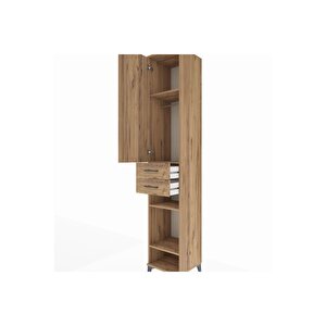 Hyperion Dolap 4 Raflı 2 Çekmeceli Tek Askılı 44x44x243 Çam-çam