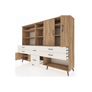 Hyperion Dolap 10 Raflı 6 Çekmeceli 4 Kapaklı 220x44x163 Çam-çam/aytaşı