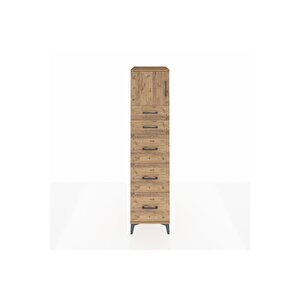 Kronos Dolap Tek Raflı 5 Çekmeceli Tek Kapaklı 44x59x182 Çam-çam