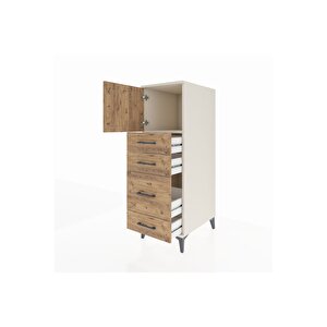 Kronos Dolap Tek Raflı 4 Çekmeceli Tek Kapaklı 44x59x134 Aytaşı-çam