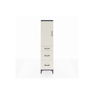 Arges Dolap 3 Raflı 3 Çekmeceli Tek Kapaklı 44x30x182 Antrasit-aytaşı