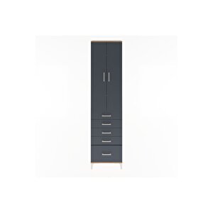 Arges Dolap 4 Raflı 5 Çekmeceli 2 Kapaklı 60x30x243 Çam-antrasit