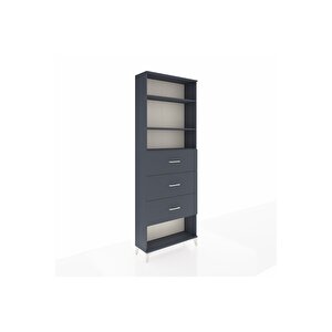 Arges Dolap 3 Raflı 3 Çekmeceli 88x30x243 Antrasit-antrasit