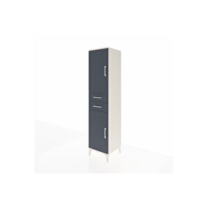 Hyperion Dolap 4 Raflı 2 Çekmeceli Tek Kapaklı 44x44x195 Aytaşı-antrasit