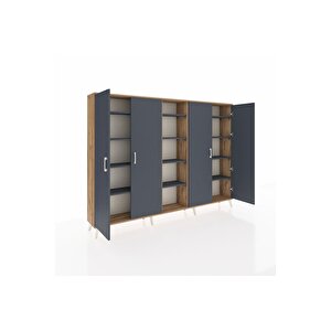 Arges Dolap 12 Raflı 4 Kapaklı 220x30x163 Çam-antrasit