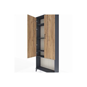 Arges Dolap 4 Raflı 2 Kapaklı 88x30x221 Antrasit-çam