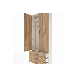 Arges Dolap 2 Raflı 3 Çekmeceli Tek Askılı 88x30x221 Aytaşı-çam