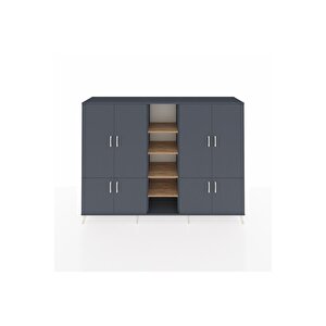 Hyperion Dolap 14 Raflı 8 Kapaklı 220x44x163 Antrasit-antrasit/çam