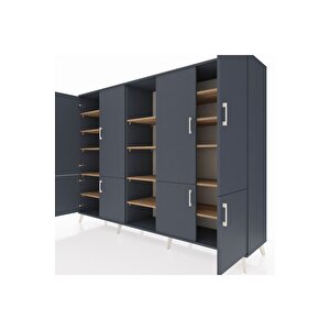 Hyperion Dolap 14 Raflı 8 Kapaklı 220x44x163 Antrasit-antrasit/çam