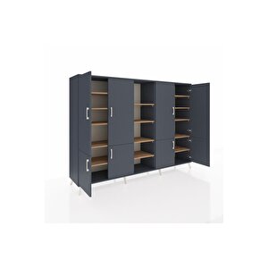 Hyperion Dolap 14 Raflı 8 Kapaklı 220x44x163 Antrasit-antrasit/çam