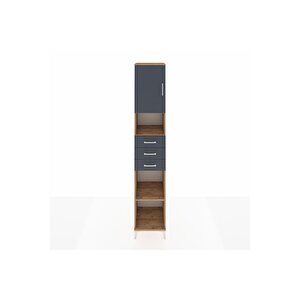 Hyperion Dolap 4 Raflı 3 Çekmeceli Tek Kapaklı 44x44x243 Çam-antrasit