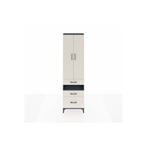 Arges Dolap 4 Raflı 3 Çekmeceli 2 Kapaklı 60x30x221 Antrasit-aytaşı