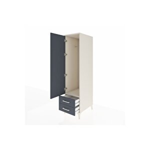 Kronos Dolap Tek Raflı 2 Çekmeceli Tek Askılı 44x59x182 Aytaşı-antrasit