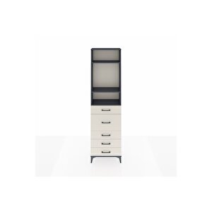 Arges Dolap 3 Raflı 5 Çekmeceli 60x30x221 Antrasit-aytaşı