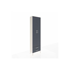 Arges Dolap 3 Raflı 2 Çekmeceli Tek Askılı 60x30x221 Aytaşı-antrasit