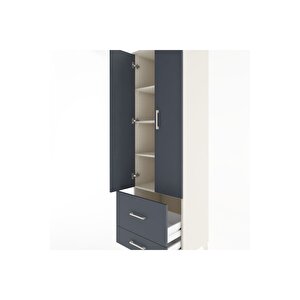 Hyperion Dolap 4 Raflı 2 Çekmeceli 2 Kapaklı 60x44x195 Aytaşı-antrasit