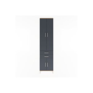 Arges Dolap 5 Raflı 2 Çekmeceli 4 Kapaklı 60x30x243 Çam-antrasit