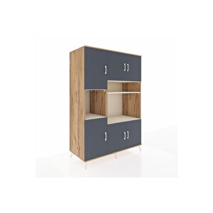 Kronos Dolap 9 Raflı 6 Kapaklı 132x59x195 Çam-antrasit/aytaşı