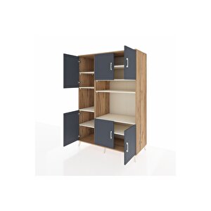 Kronos Dolap 9 Raflı 6 Kapaklı 132x59x195 Çam-antrasit/aytaşı
