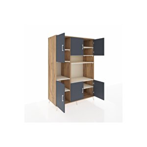 Kronos Dolap 9 Raflı 6 Kapaklı 132x59x195 Çam-antrasit/aytaşı