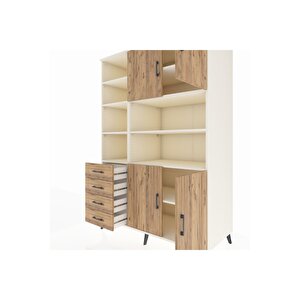 Kronos Dolap 9 Raflı 4 Çekmeceli 4 Kapaklı 132x59x195 Aytaşı-çam/çam
