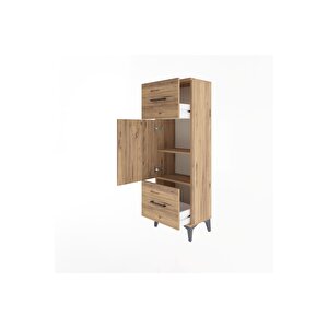 Arges Dolap 2 Raflı 2 Çekmeceli Tek Kapaklı 44x30x134 Çam-çam