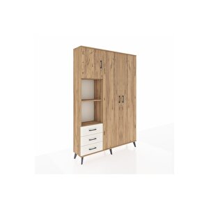 Arges Dolap 6 Raflı 3 Çekmeceli Tek Askılı 132x30x195 Çam-çam/aytaşı